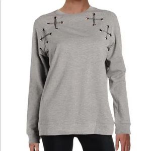 •AQUA• Grommet Lace Up Sweatshirt